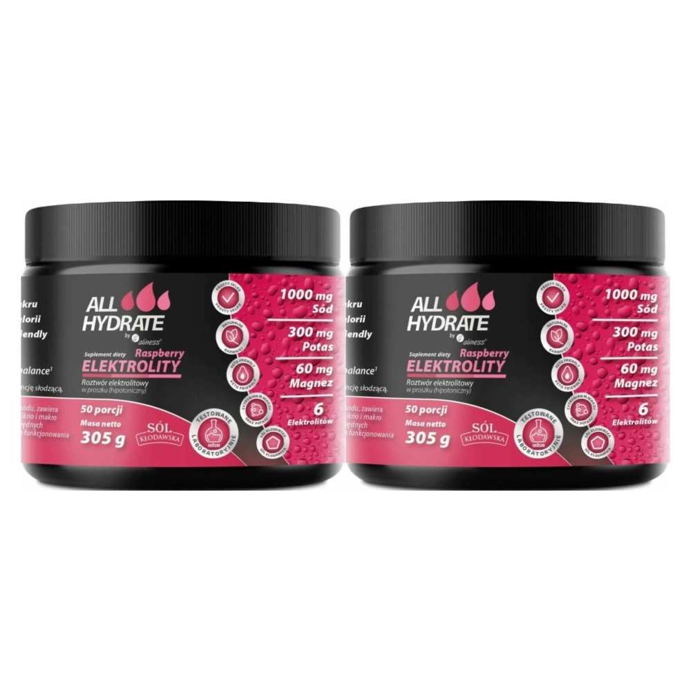 2 x ALLHydrate Elektrolity Raspberry 305 g - Medicaline