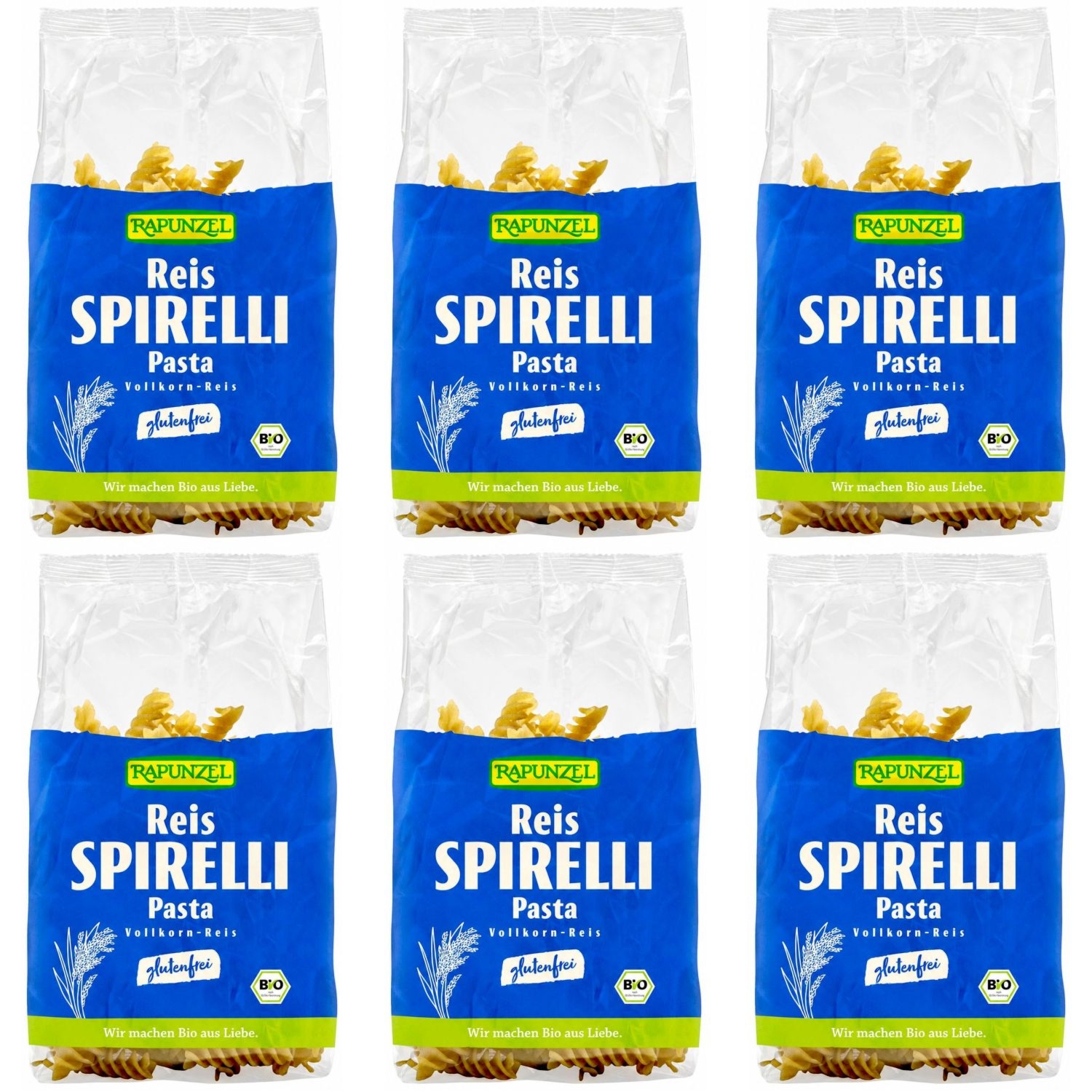 6 x Makaron Ryżowy Razowy Świderki Bezglutenowy Bio 250 g - Rapunzel