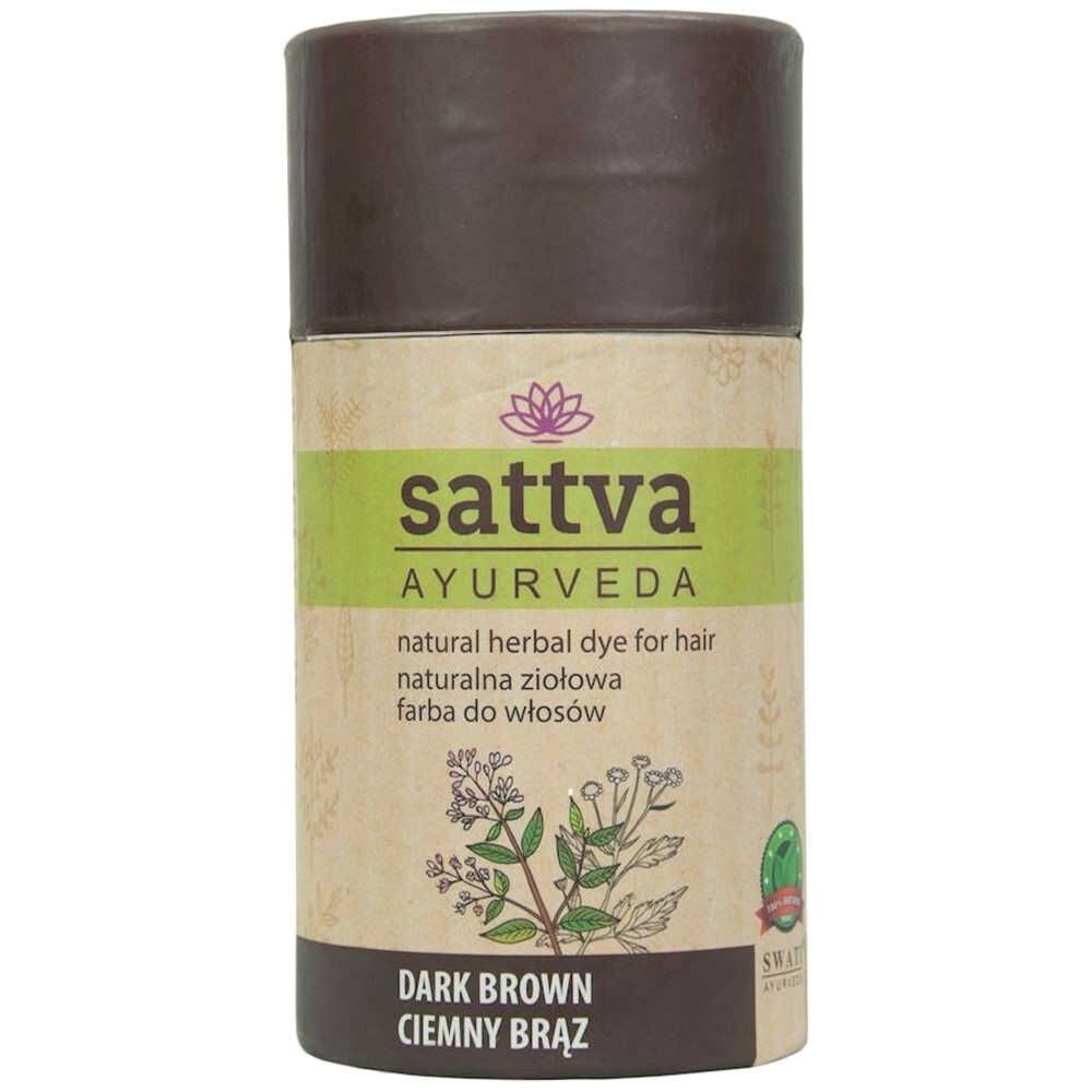 Naturalna Ziołowa Farba do Włosów Ciemny Brąz Eco 150 g - Sattva Ayurveda