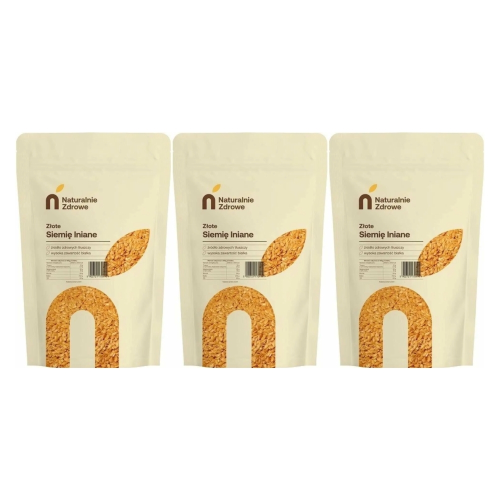 3  x Siemię Lniane Złote Ziarno 1 kg - Naturalnie Zdrowe