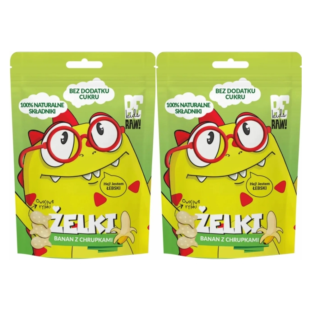 2 x BeRaw Kids Żelki Banan z Chrupkami Ryżowymi Bez Dodatku Cukru 35 g - Purella