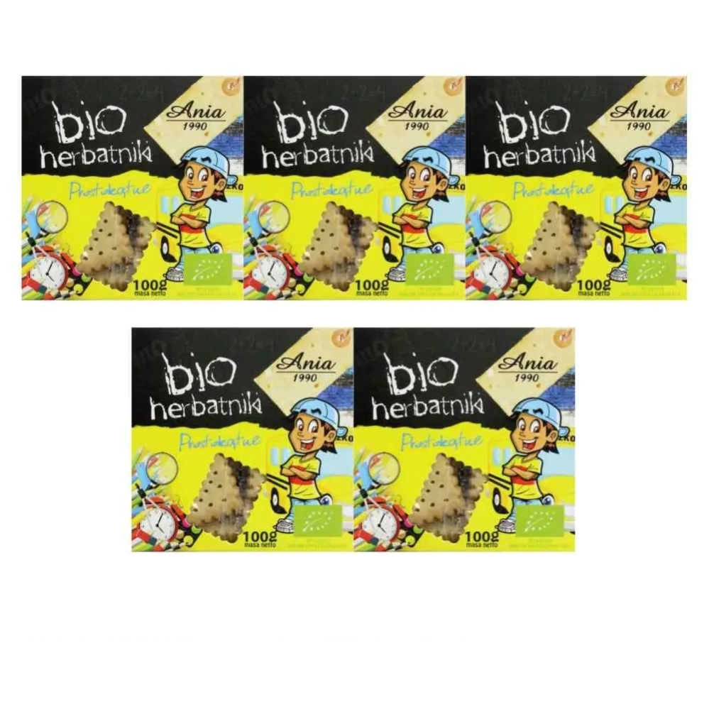 5 x Herbatniki Prostokątne Bio 100 g - Ania