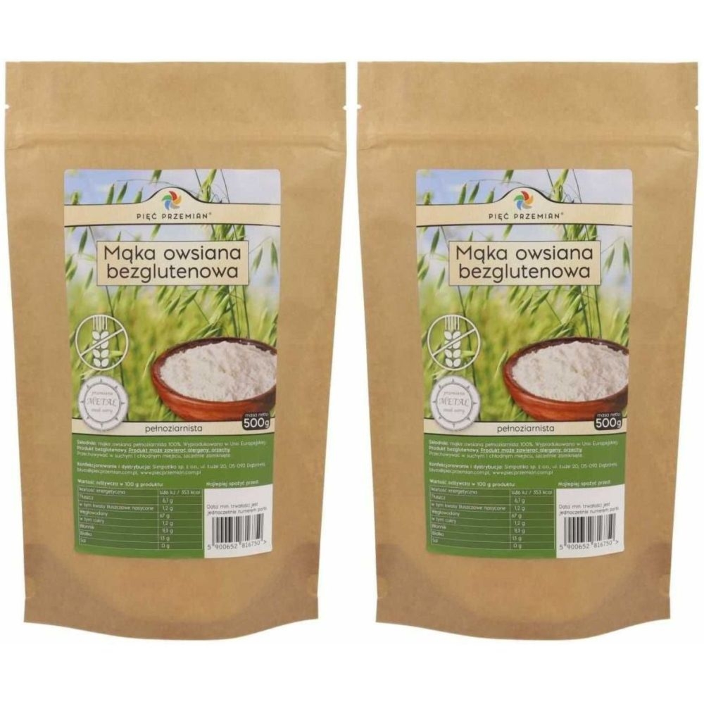 Zestaw 2 x Mąka Owsiana Bezglutenowa Pełnoziarnista 500 g - Simpatiko