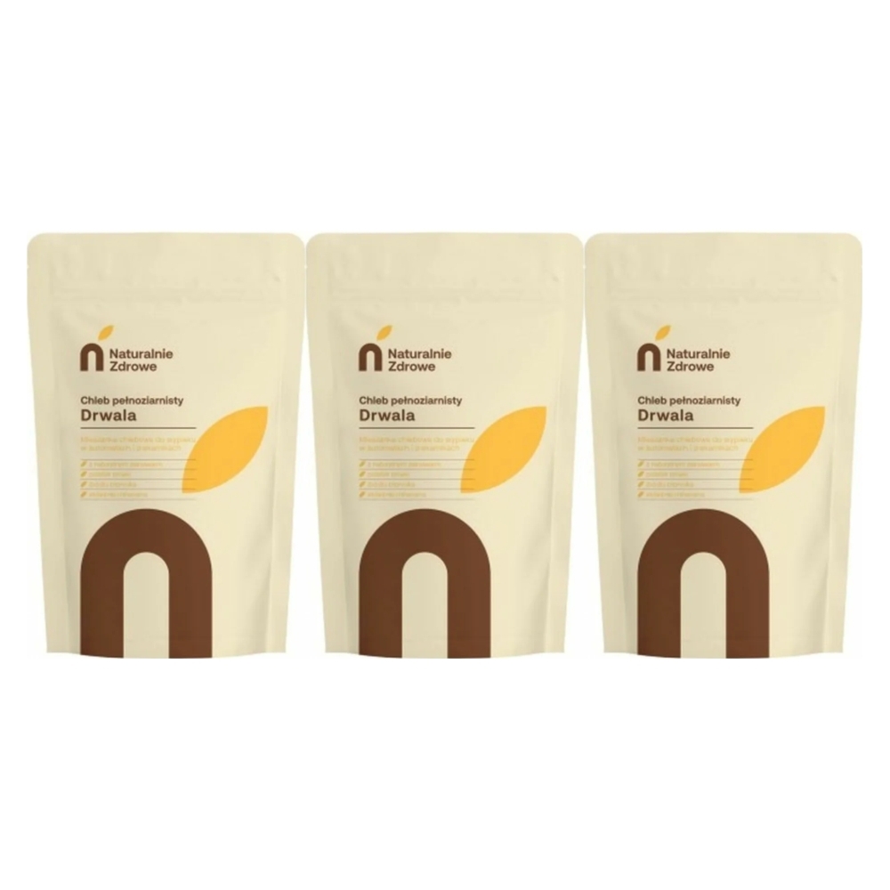 3 x Mieszanka Chlebowa CHLEB DRWALA PEŁNOZIARNISTY 500 g - Naturalnie Zdrowe
