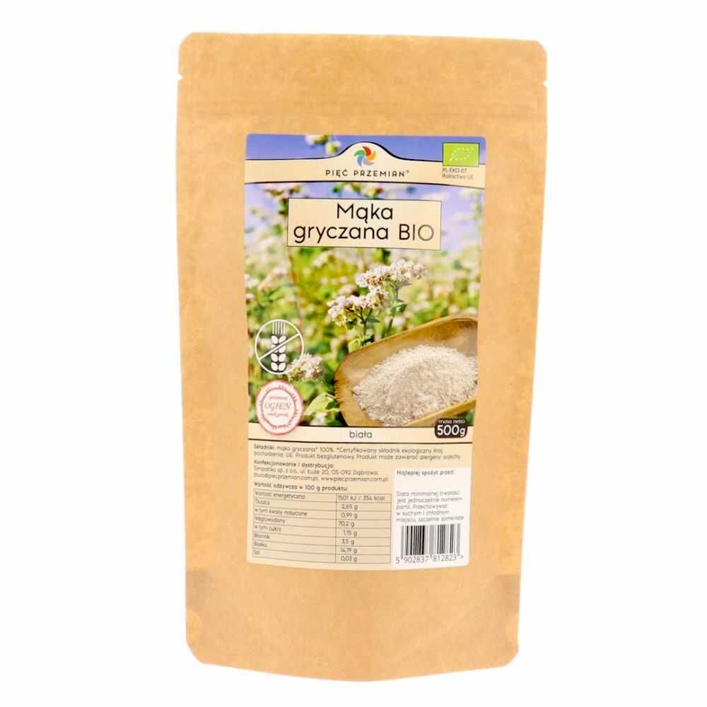 Mąka Gryczana Biała Bezglutenowa BIO 500 g - Pięć Przemian