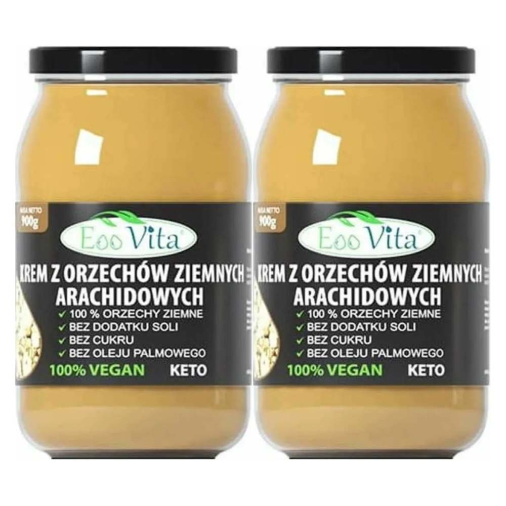 2 x Krem z Orzechów Ziemnych 100% 900 g - EOOVITA- Krem Orzechowy