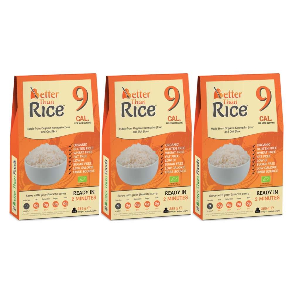 Zestaw 3 x Makaron Konjac w Kształcie Ryżu Bio 385 g (300 g) - Better Than Foods
