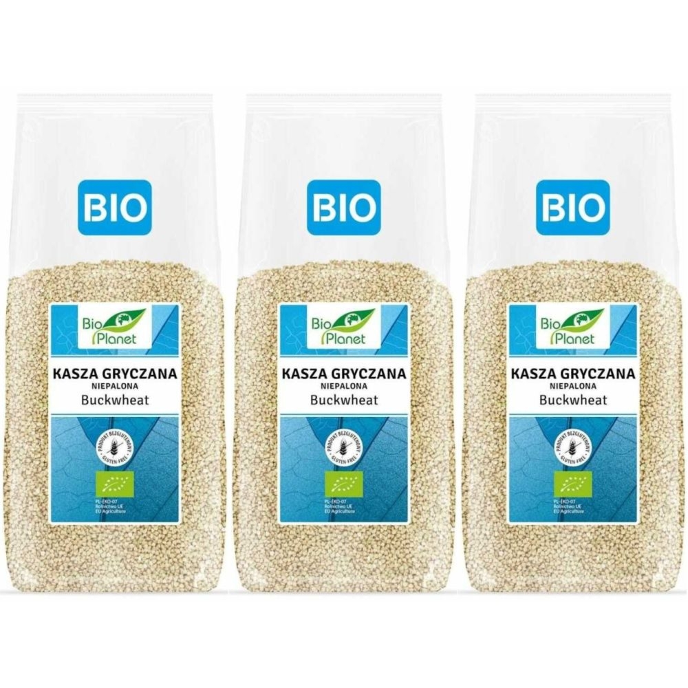 Zestaw 3 x Kasza Gryczana Niepalona Bezglutenowa Bio 1 kg - Bio Planet