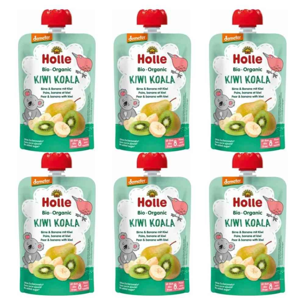 6 x Mus Owocowy Kiwi Koala (Gruszka, Banan, Kiwi) Bez Dodatku Cukru Bio Demeter 100 g - Holle