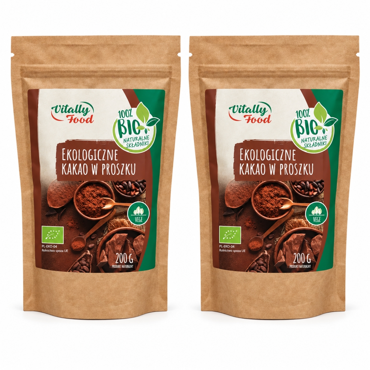 2 x Kakao w Proszku Bio 200 g - Vitally Food