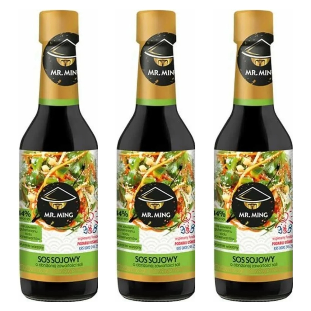 3 x Sos Sojowy o Obniżonej Zawartości Soli 44% 150 ml - Mr. Ming