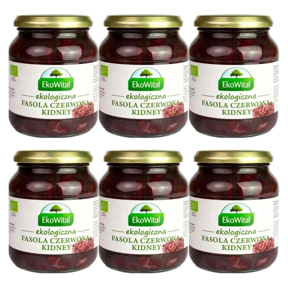 6 x Fasola Czerwona Kidney w Zalewie Bio 360 g (240 g) - Eko-Wital