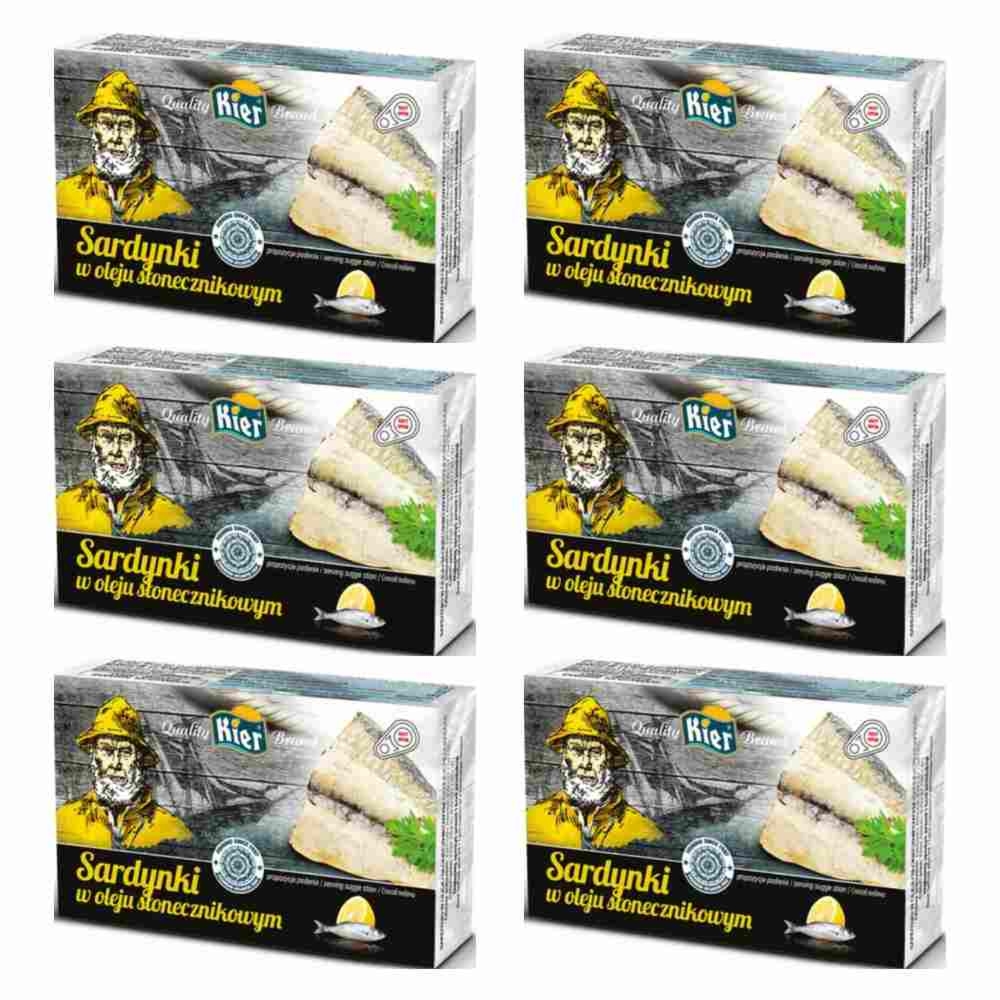 6 x Sardynki w Oleju Słonecznikowym 125 g (90 g) - Kier