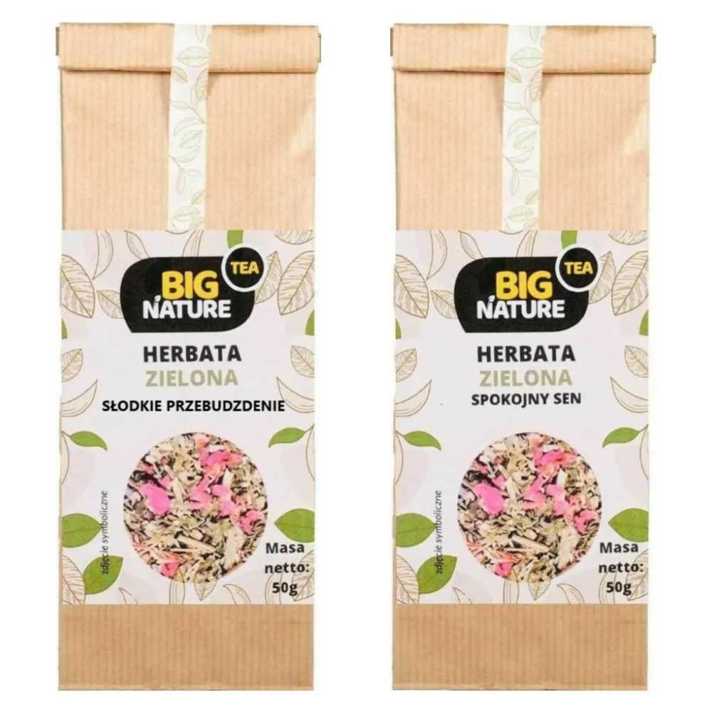 Herbata Zielona SŁODKIE PRZEBUDZENIE 50 g - Big Nature + Herbata Zielona SPOKOJNY SEN 50 g - Big Nature