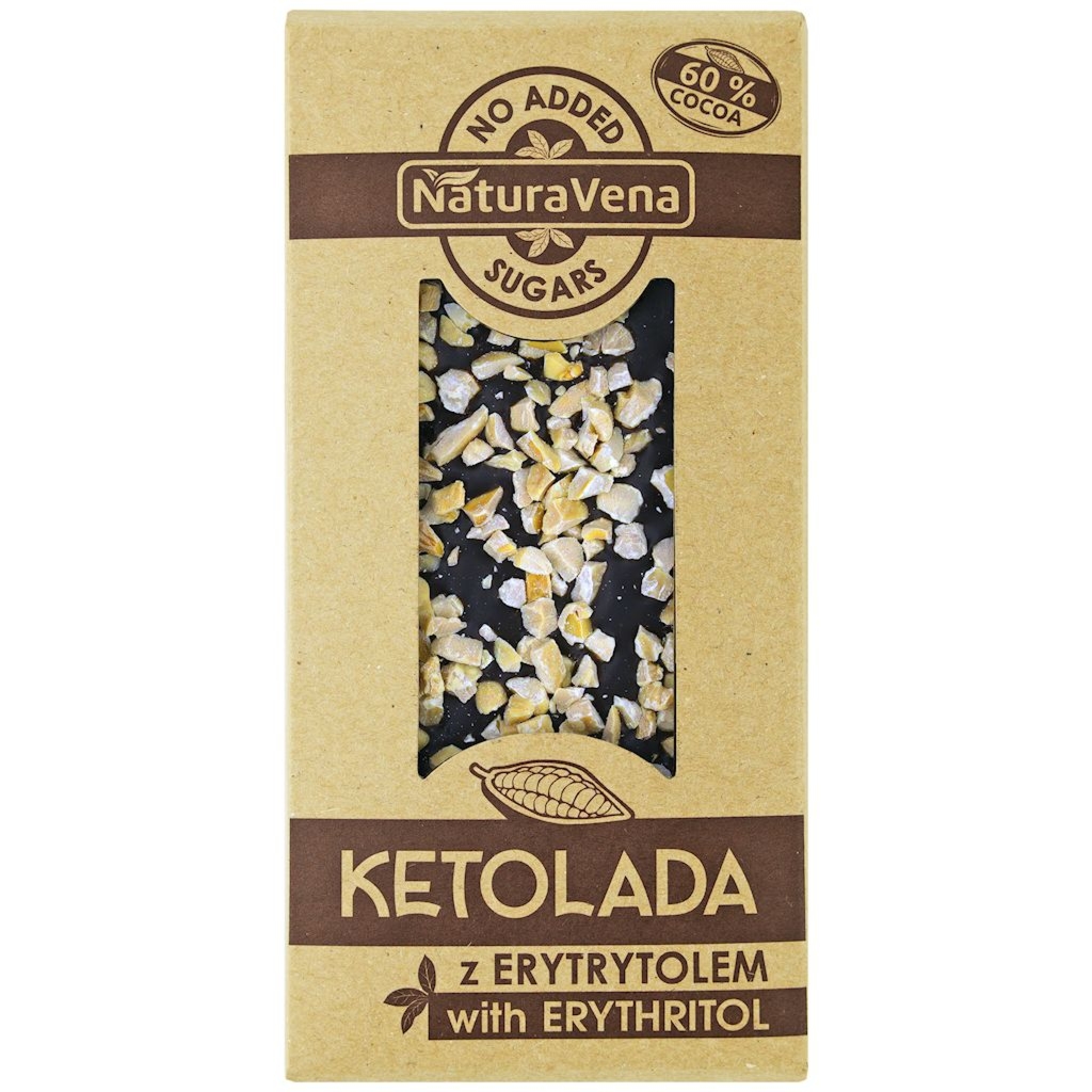 Ketolada Czekolada 60% z Erytrytolem i Migdałami 100 g  - Czekolada bez dodatku cukru