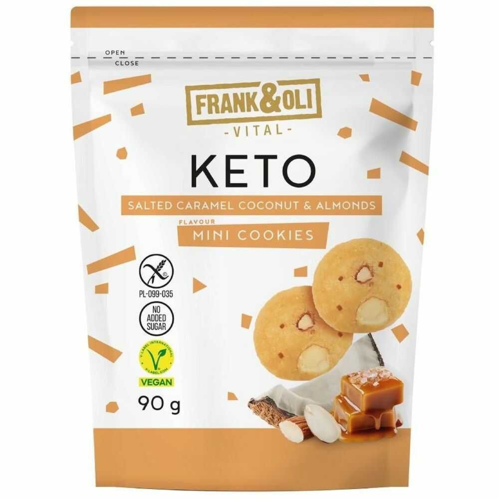 KETO Ciasteczka Słony Karmel z Migdałami Bezglutenowe Bez Dodatku Cukru 90 g - Frank and Oli