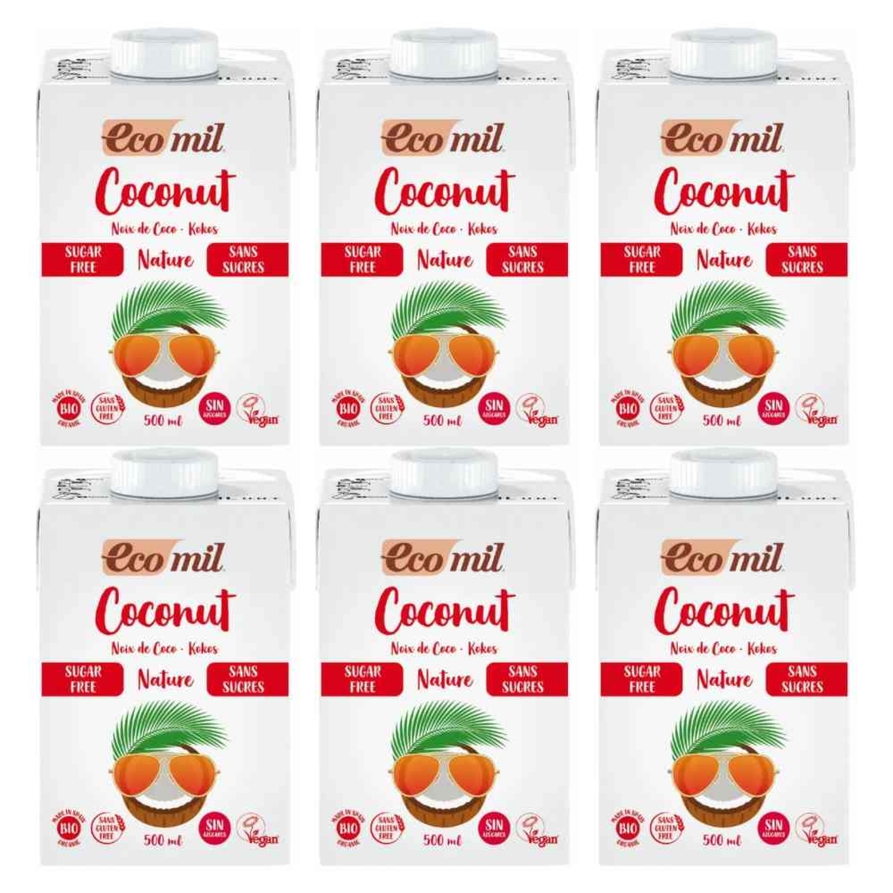 6 x Napój Kokosowy Bez Dodatku Cukru Bio 500 ml - Ecomil