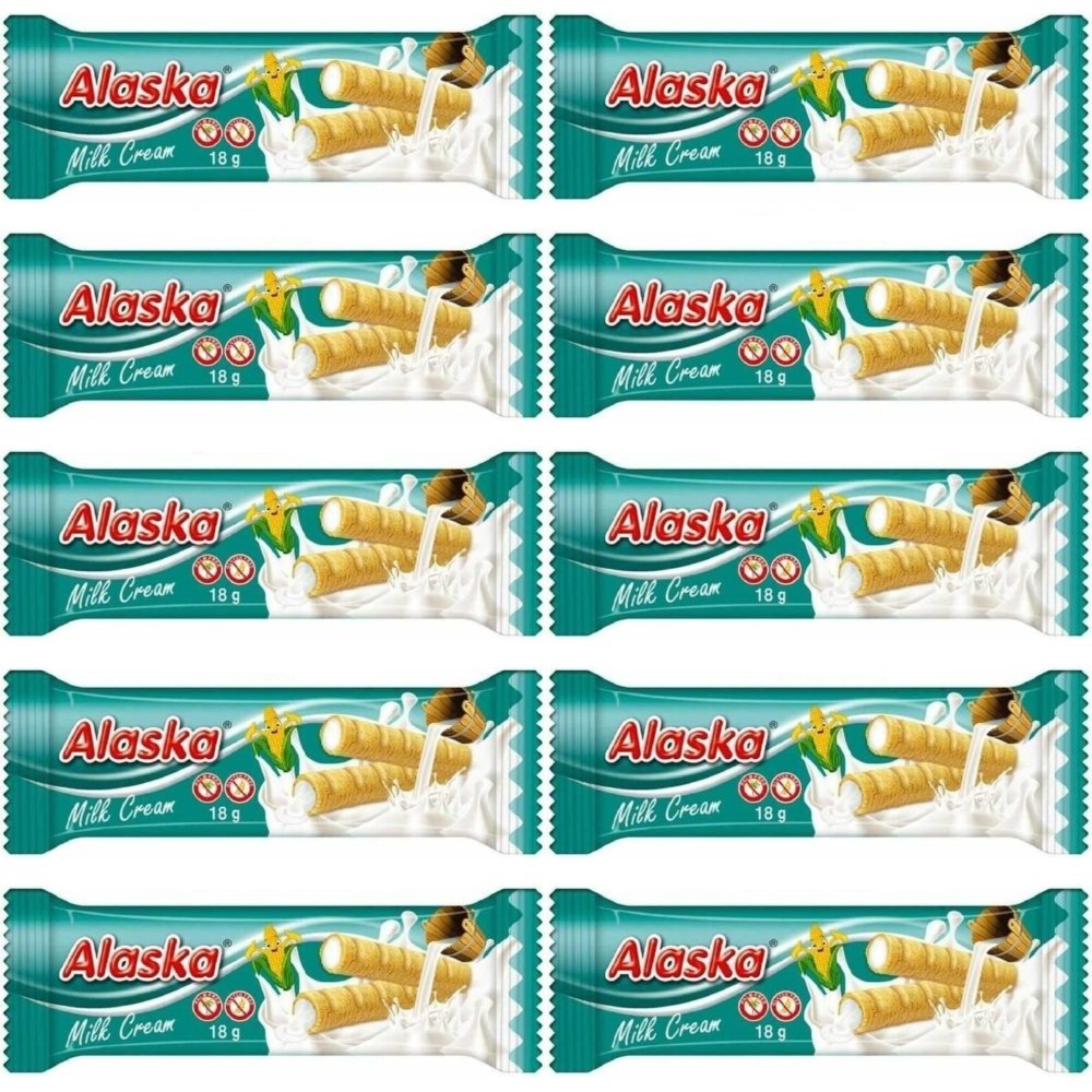 10 x Rurki Kukurydziane z Kremem Mlecznym Bezglutenowe 18 g - Alaska