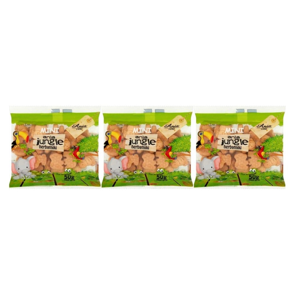 Zestaw 3 x Herbatniki Mini Jungle 50 g - Ania
