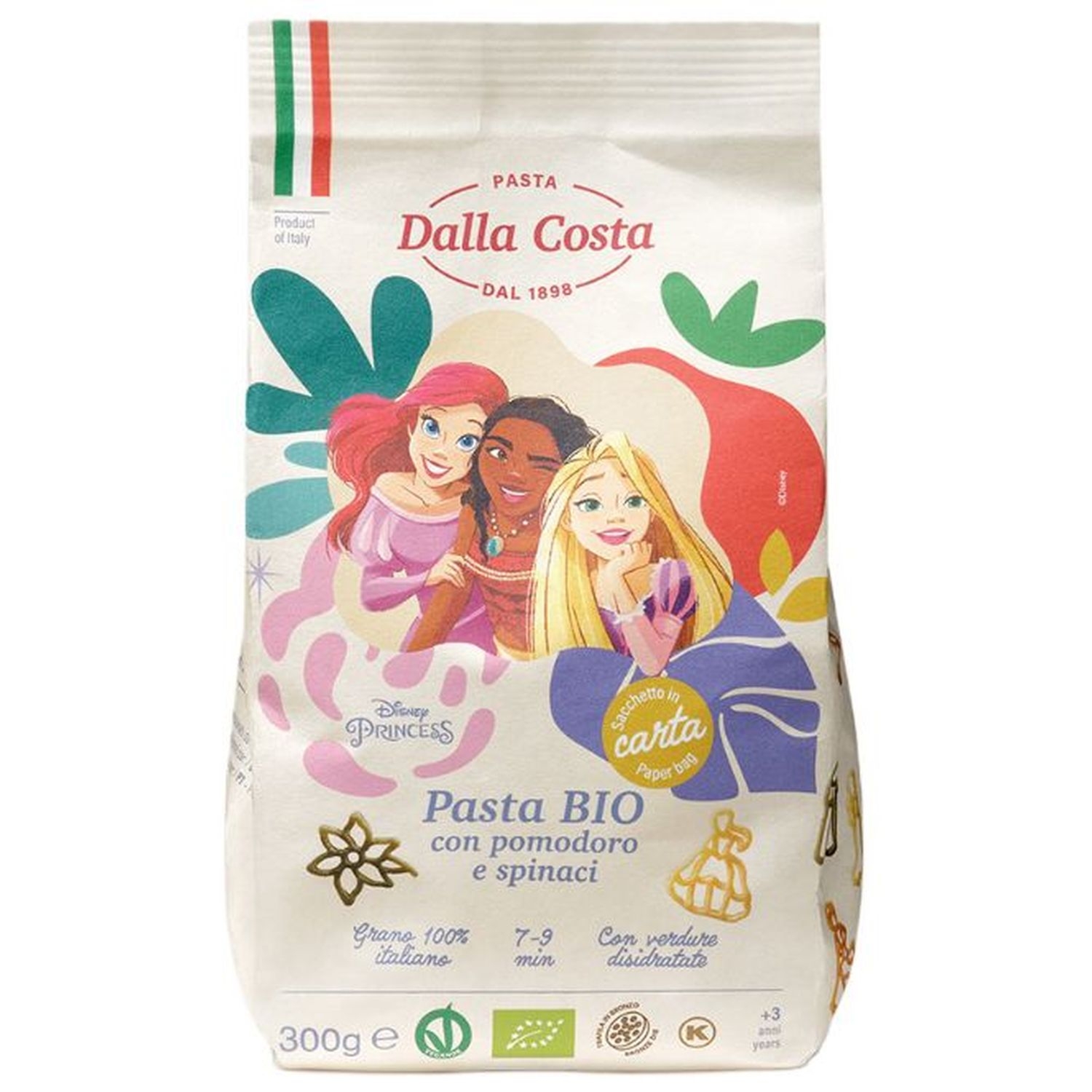 Makaron Semolinowy Trójkolorowy Disney Princess Bio 300 g - Dall Costa