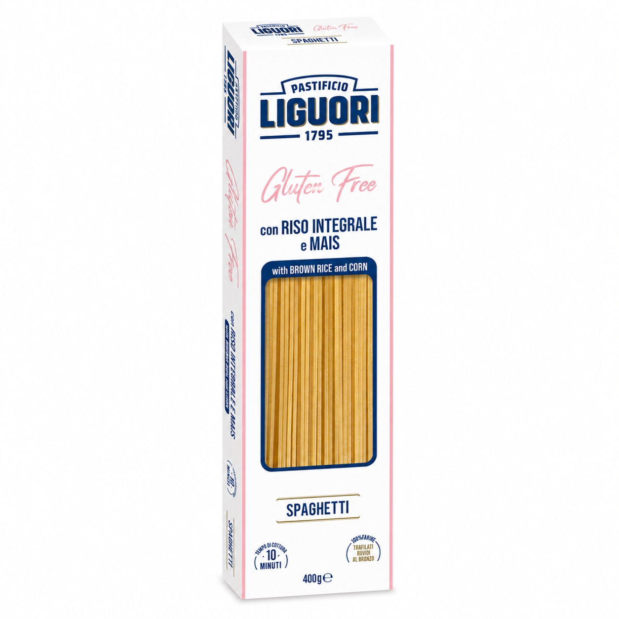 Makaron Spaghetti z Brązowego Ryżu i Kukurydzy Bezglutenowy 400 g Liguori