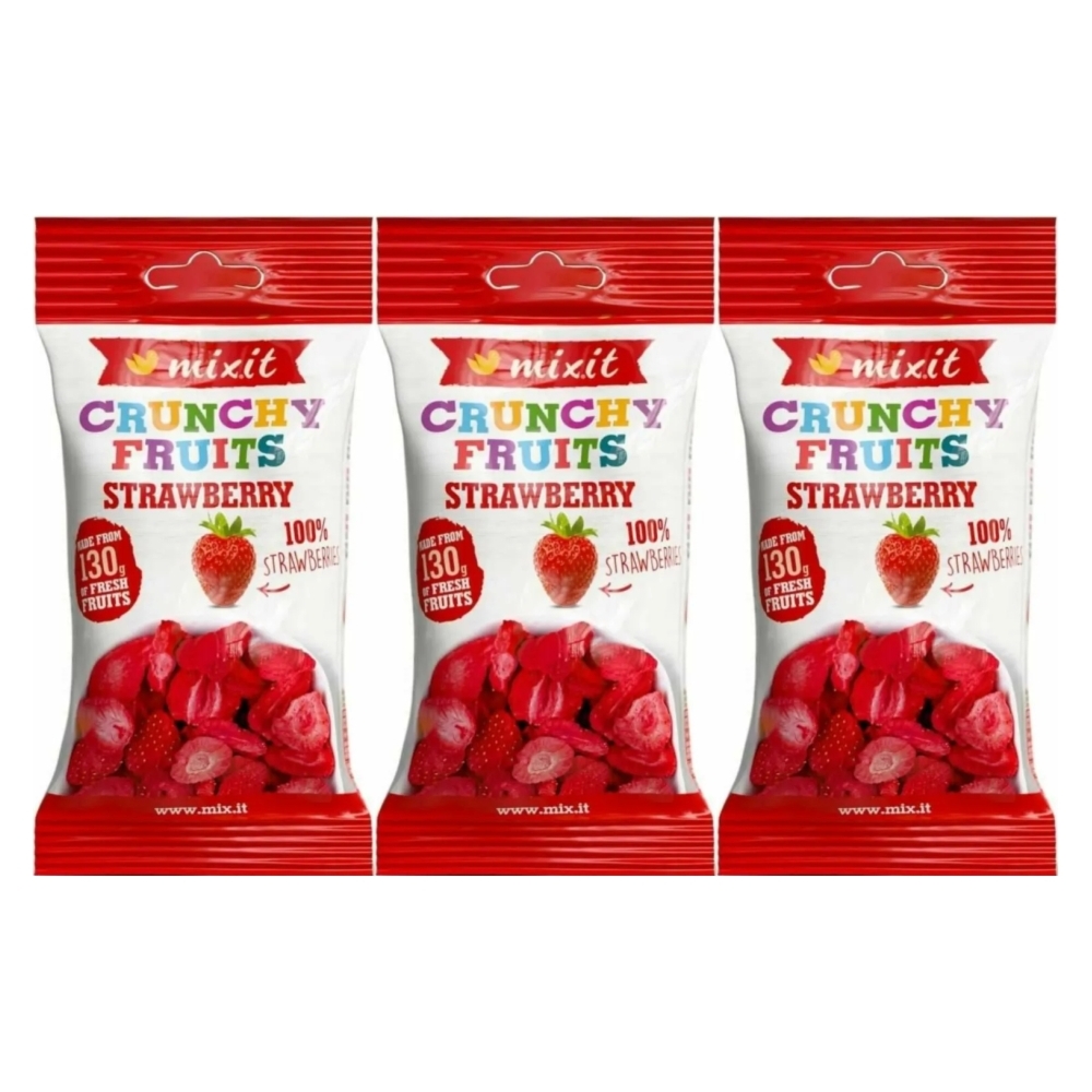 3 x Chrupiąca Truskawka do Kieszeni (Owoce Liofilizowane) 13 g - Mixit