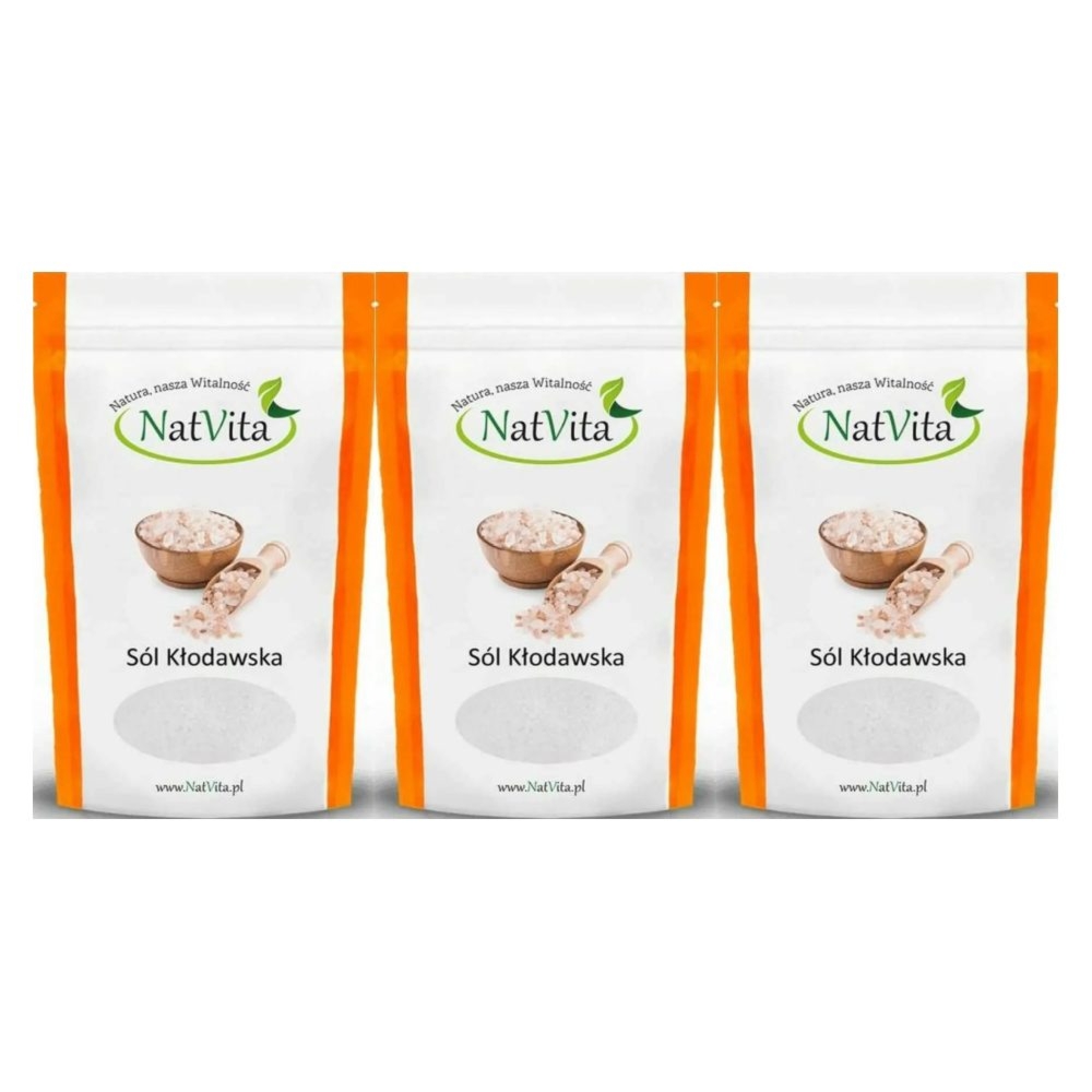 3 x Sól Kłodawska Kamienna Różowa Miałka 700 g - Natvita