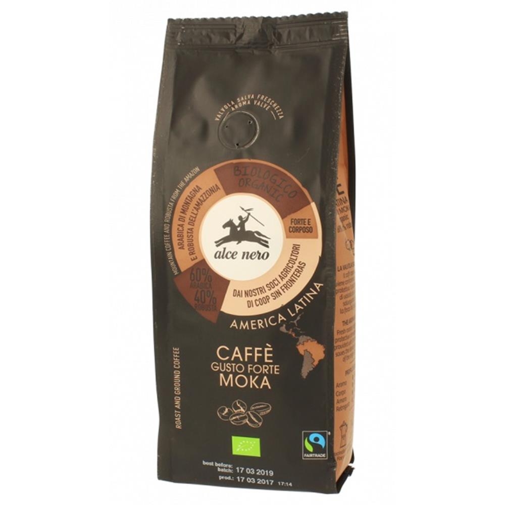 Kawa Arabica/Robusta Strong Fair Trade (Mielona) Bio 250 g - Alce Nero