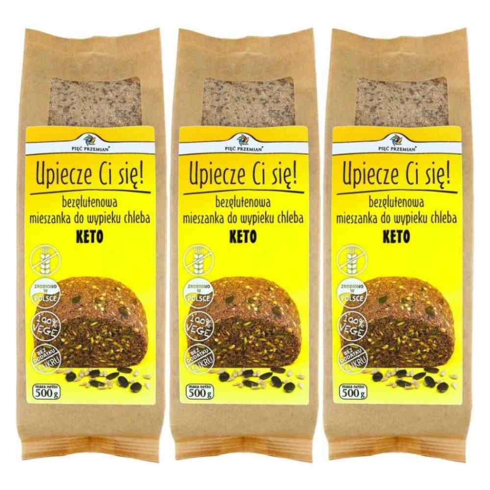 3 x  Mieszanka Chleba Bezglutenowego Keto 500 g - Pięć Przemian
