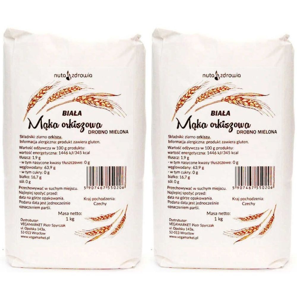 2 x Mąka Orkiszowa Biała Drobna 1 kg Vegamarket