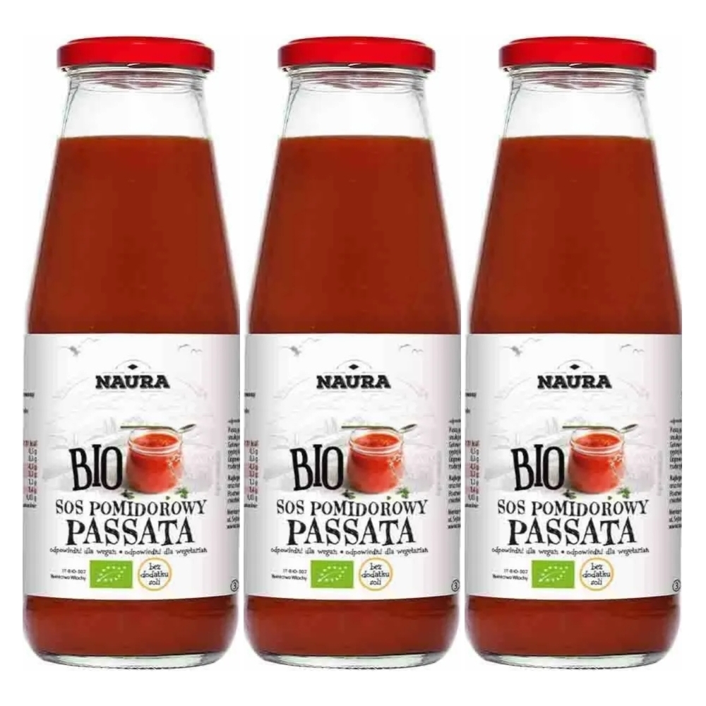 3 x Sos Pomidorowy Passata Bio 680 g - Naura