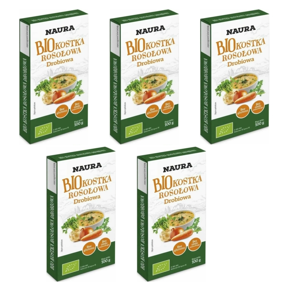 5 x Kostka Rosołowa Drobiowa Bio 100 g - Naura