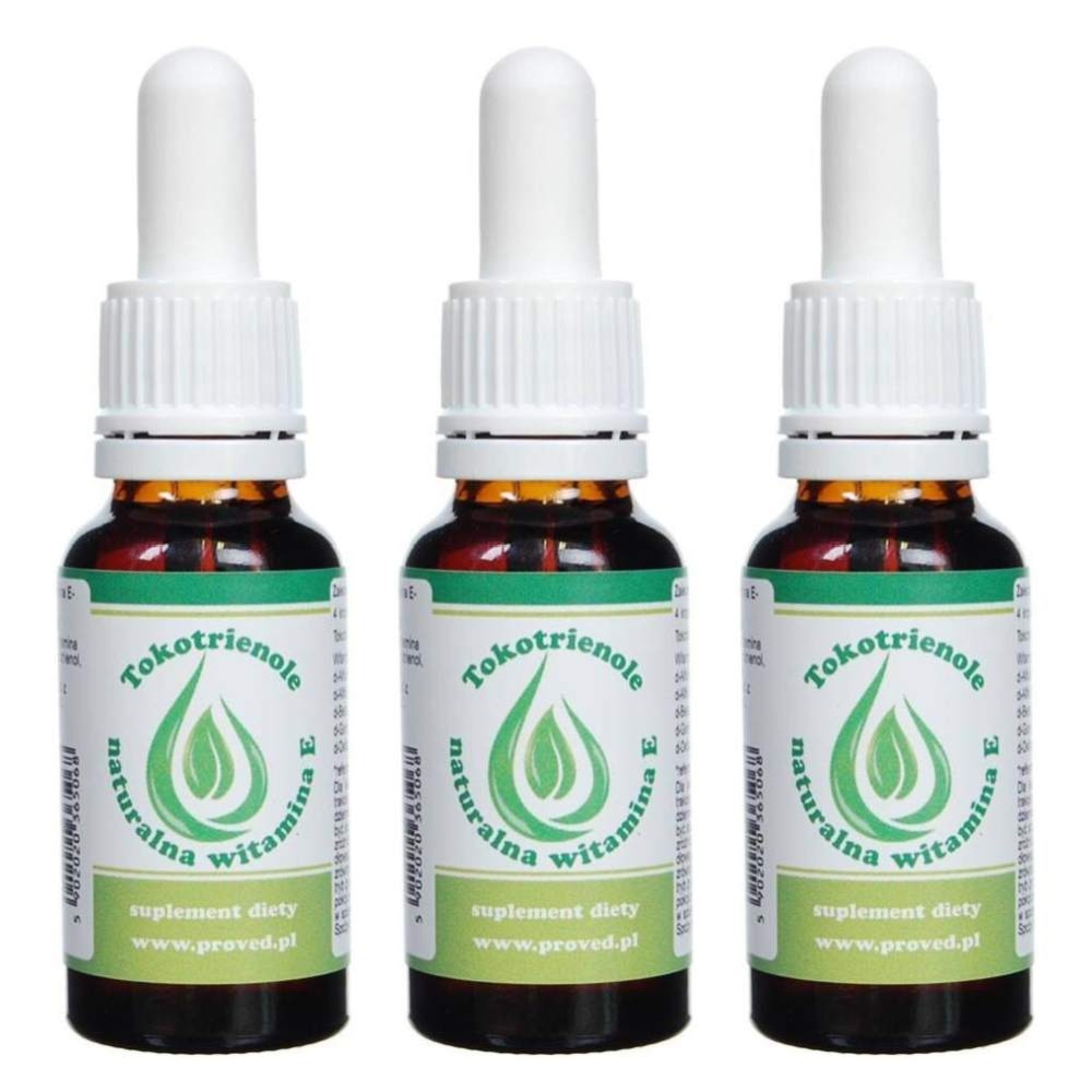 Zestaw 3 x Tokotrienole - Naturalna Witamina E w Kroplach 20 ml - Proved 
