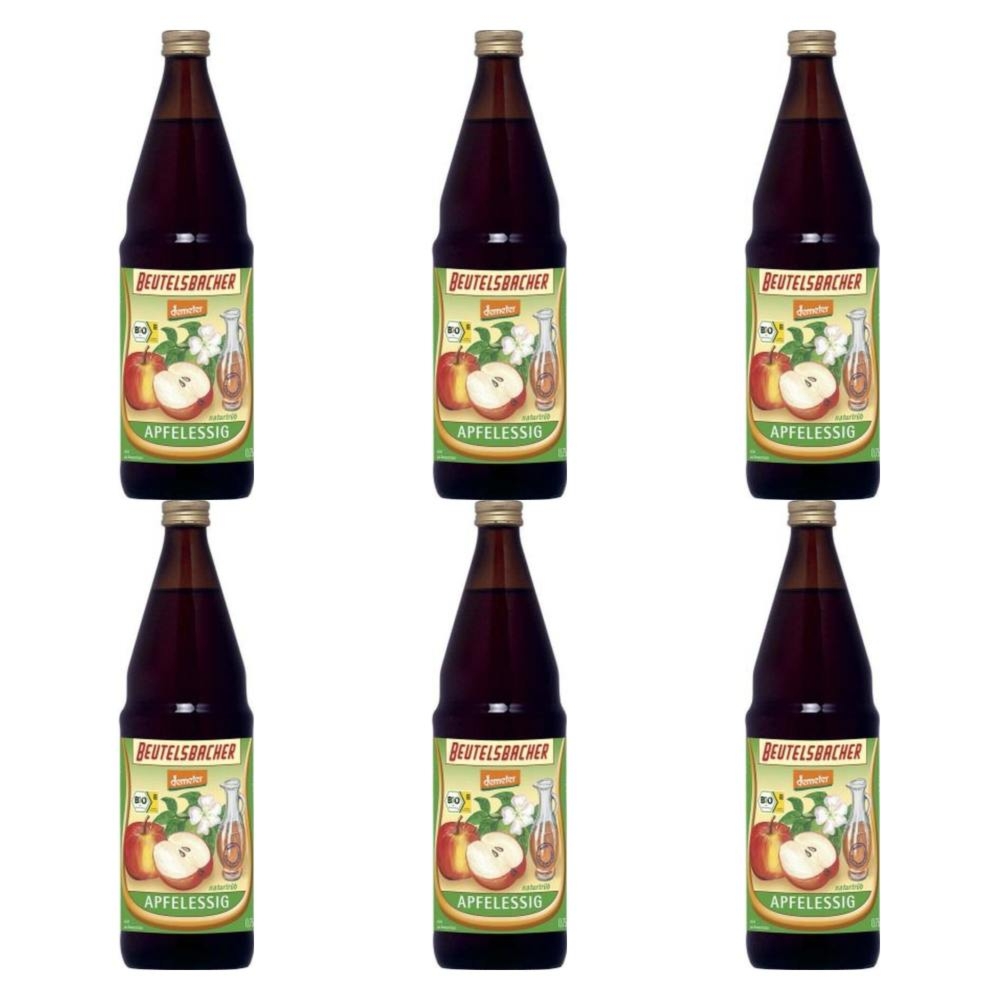 6 x Niepasteryzowany Ocet Jabłkowy Niefiltrowany Bio 750 ml Demeter