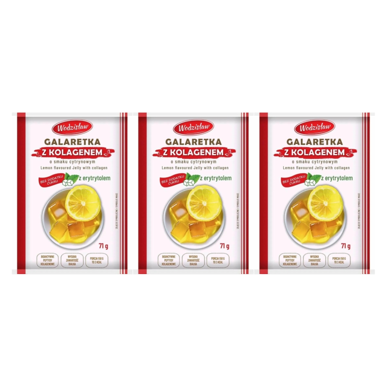 3 x Galaretka z Kolagenem o Smaku Cytrynowym 71 g - Wodzisław