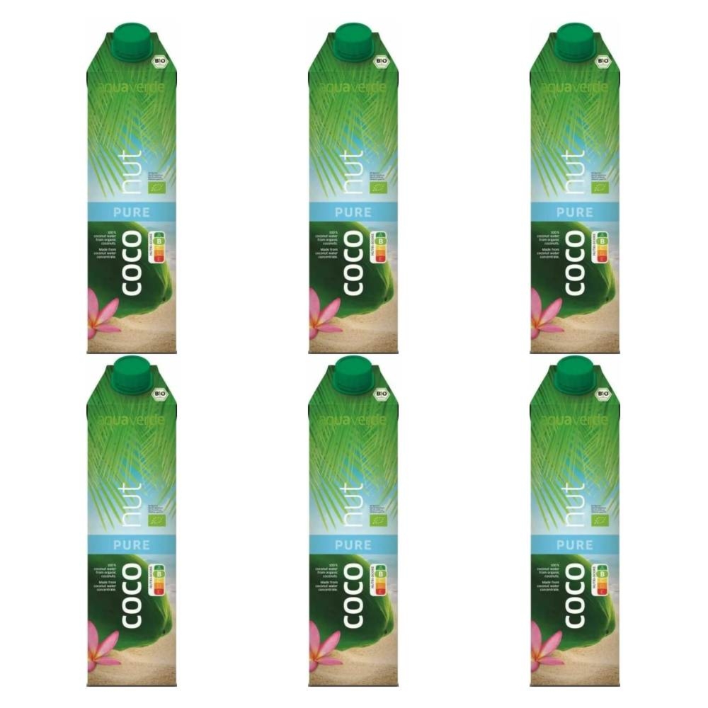 6 x Woda Kokosowa Bio 1 L -  Aqua Verde