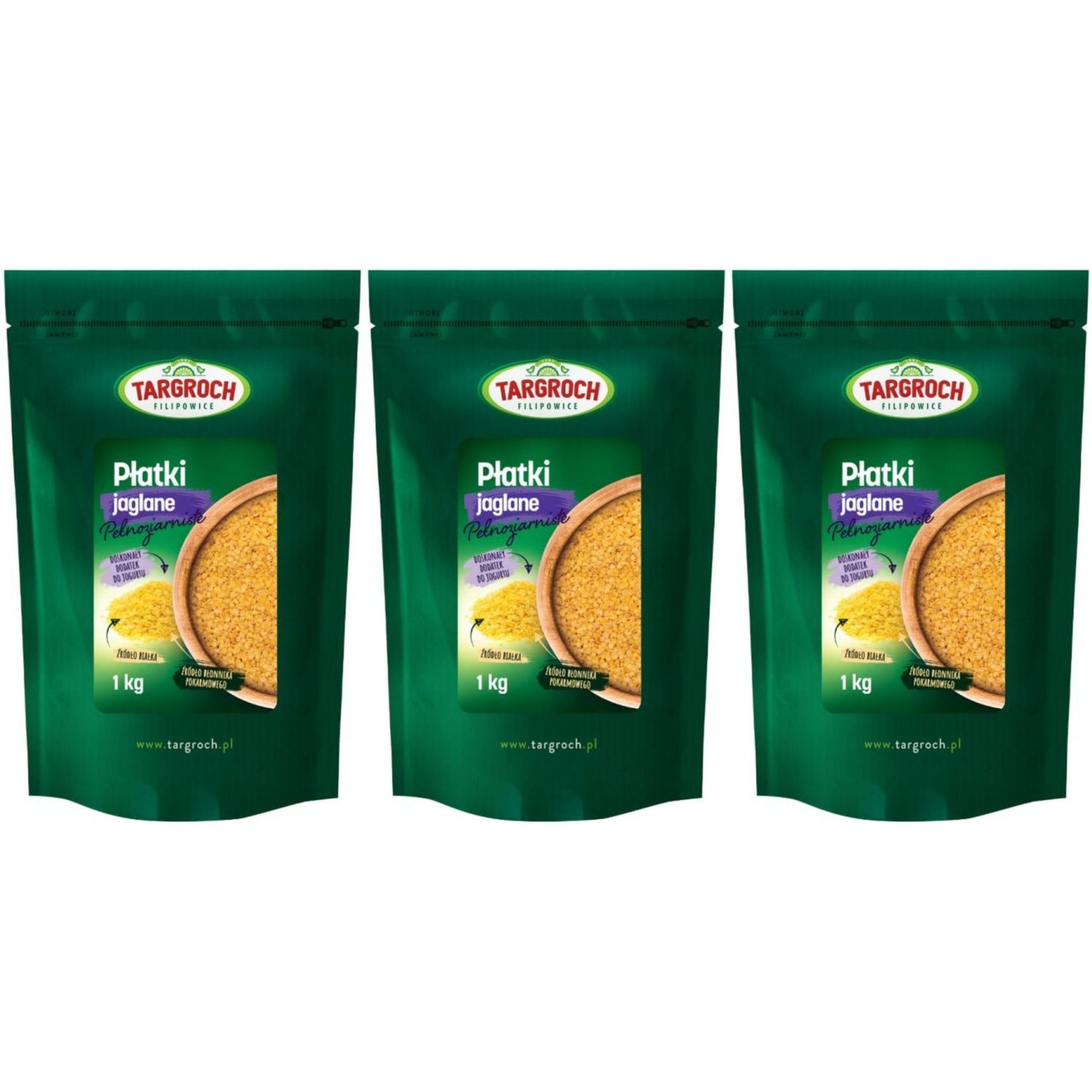 Zestaw 3 x Płatki Jaglane Pełnoziarniste 1 kg - Targroch