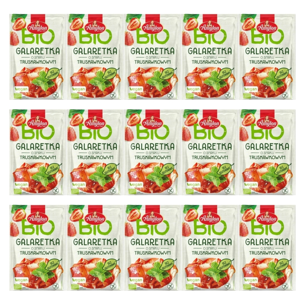 15 x Galaretka o Smaku Truskawkowym z Agarem Bezglutenowa BIO 40 g - Amylon