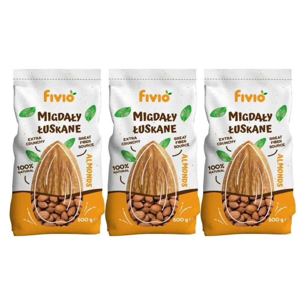 3 x Migdały Całe Flowpack 500 g - Fivio