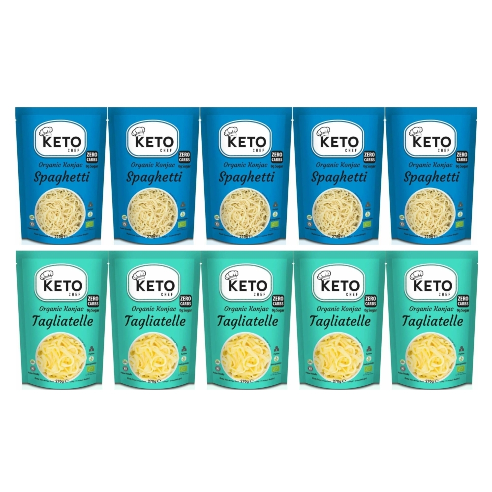 5 x Makaron Keto (Konjac Typu Noodle Spaghetti) Bio 270 g (200 g) - Keto Chef +  5 x Makaron Keto (Konjac Typu Noodle Tagliatelle) Bio 270 g (200 g)  - Keto Chef