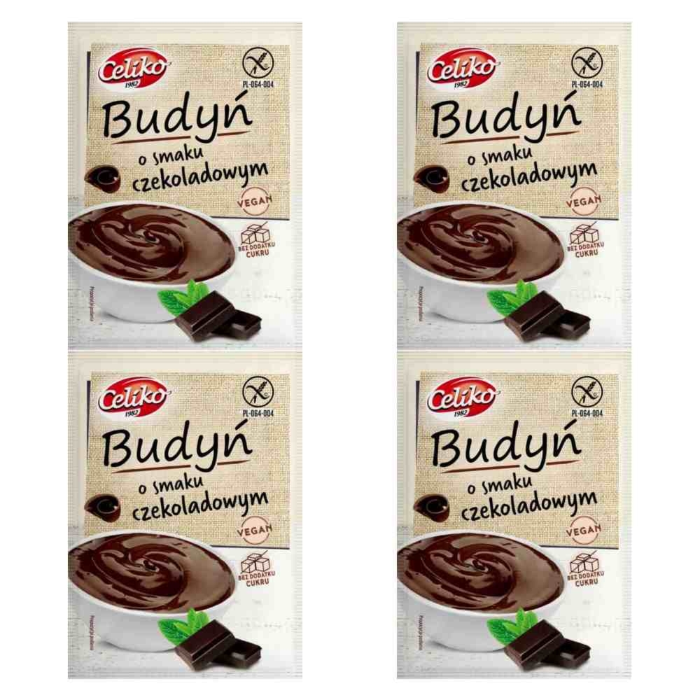4 x Budyń o Smaku Czekoladowym Bezglutenowy Bez Dodatku Cukru 40 g - Celiko