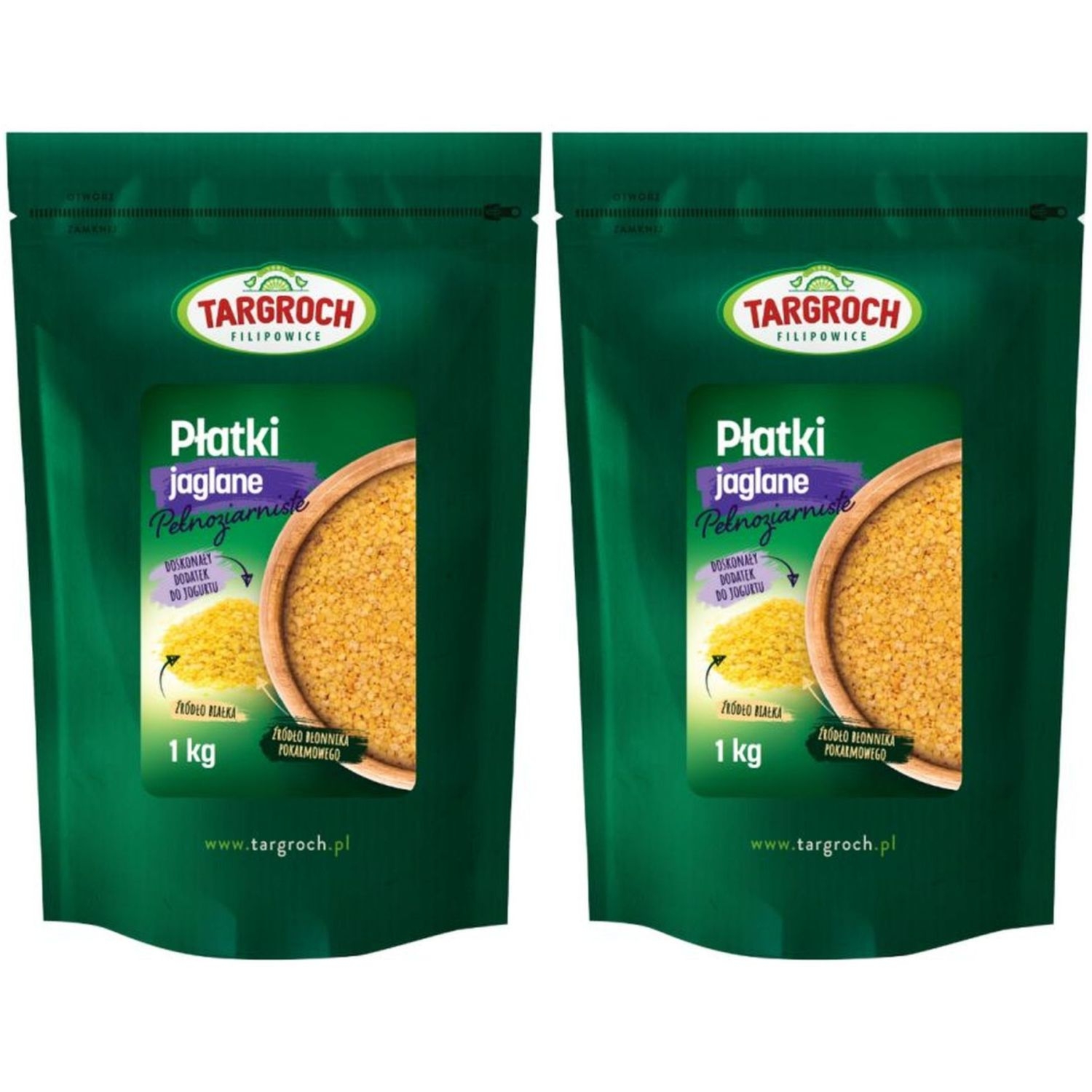 Zestaw 2 x Płatki Jaglane Pełnoziarniste 1 kg - Targroch