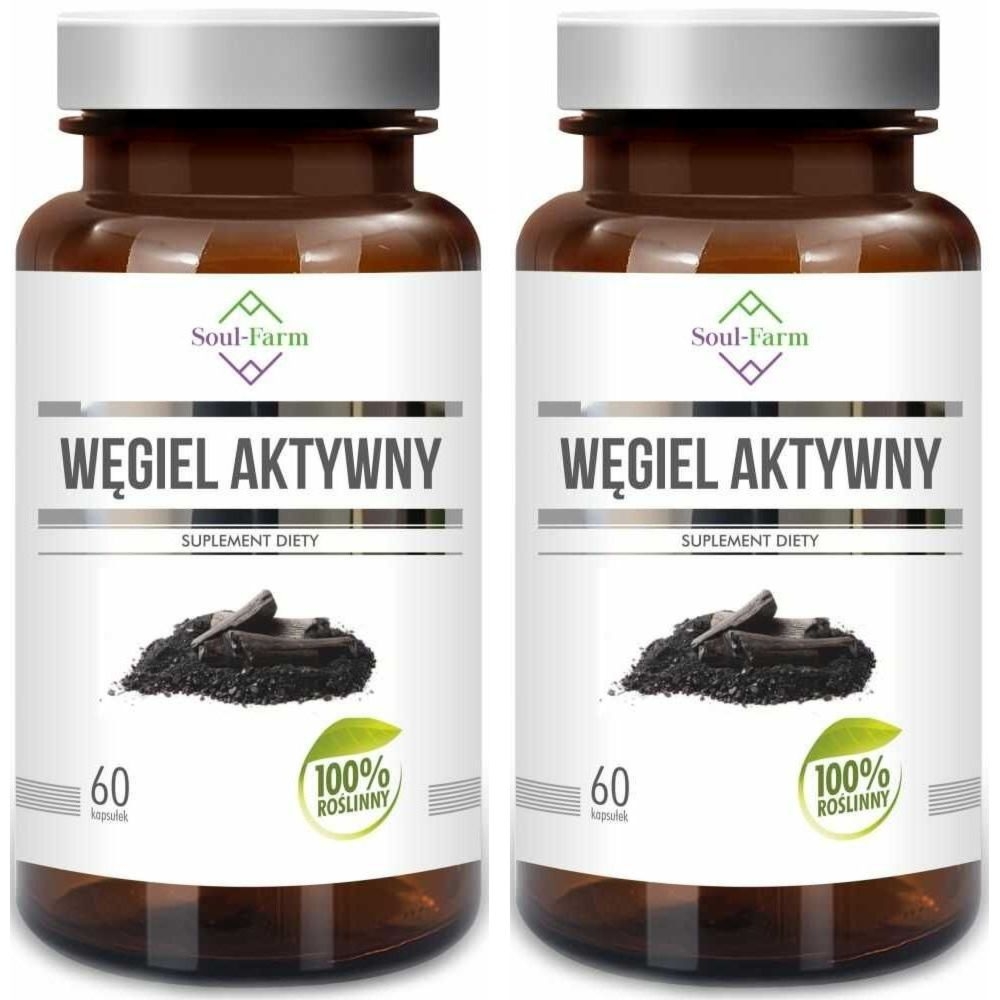 2 x Węgiel Aktywny 180 mg 60 Kapsułek - Soul Farm