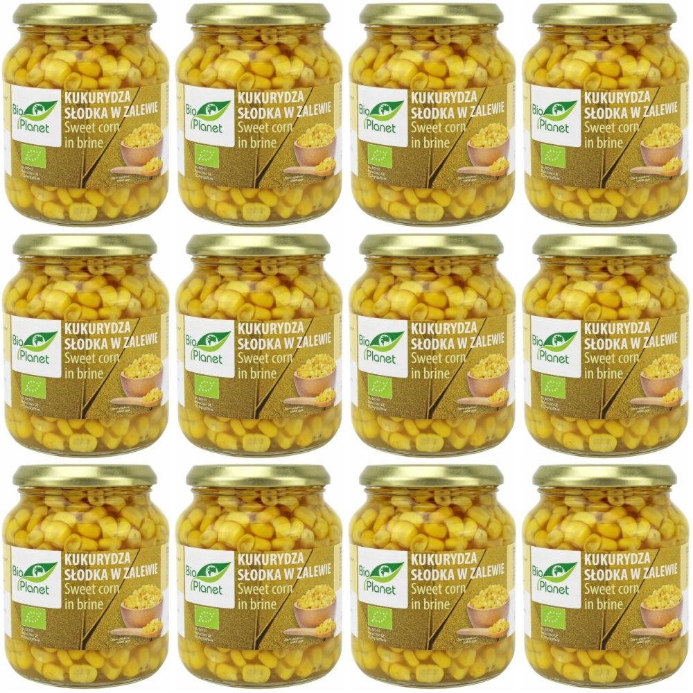 12 x Kukurydza Słodka w Zalewie Bio 340 g (230 g) - Bio Planet