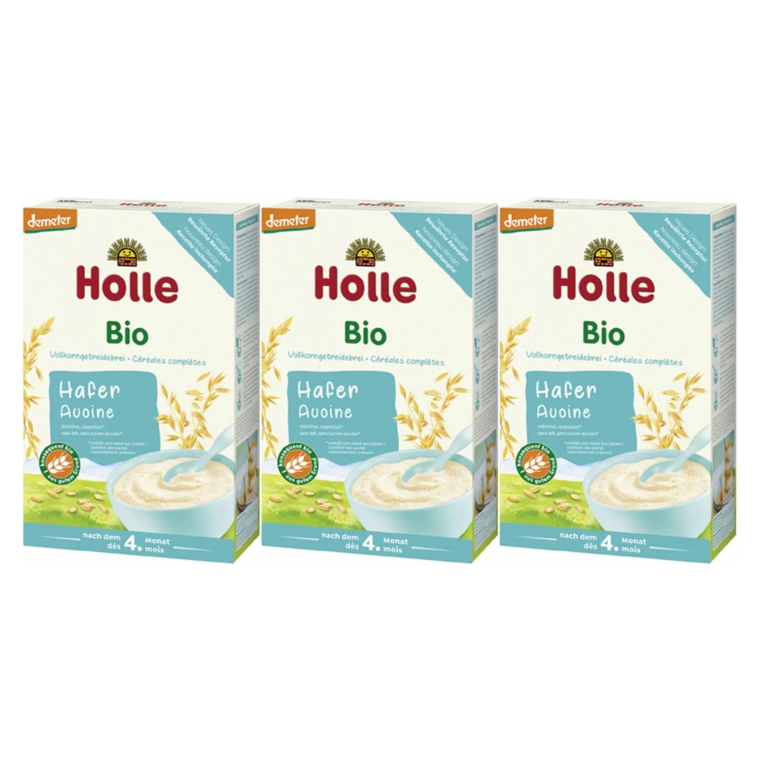 3 x Kaszka Owsiana Pełnoziarnista Bez Dodatku Cukru Bio Demeter 250 g - Holle