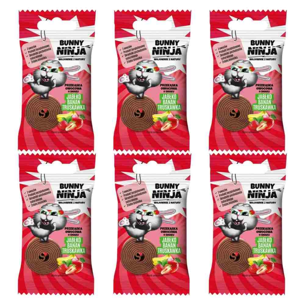 6 x Przekąska Owocowa o Smaku Jabłko - Banan - Truskawka 15 g - Bunny Ninja