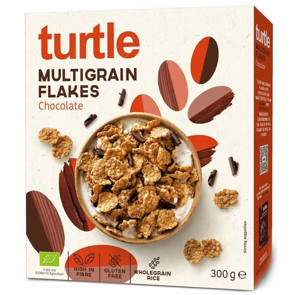 Płatki Zbożowe z Wiórkami Czekoladowymi Bezglutenowe Bio 300 g - Turtle