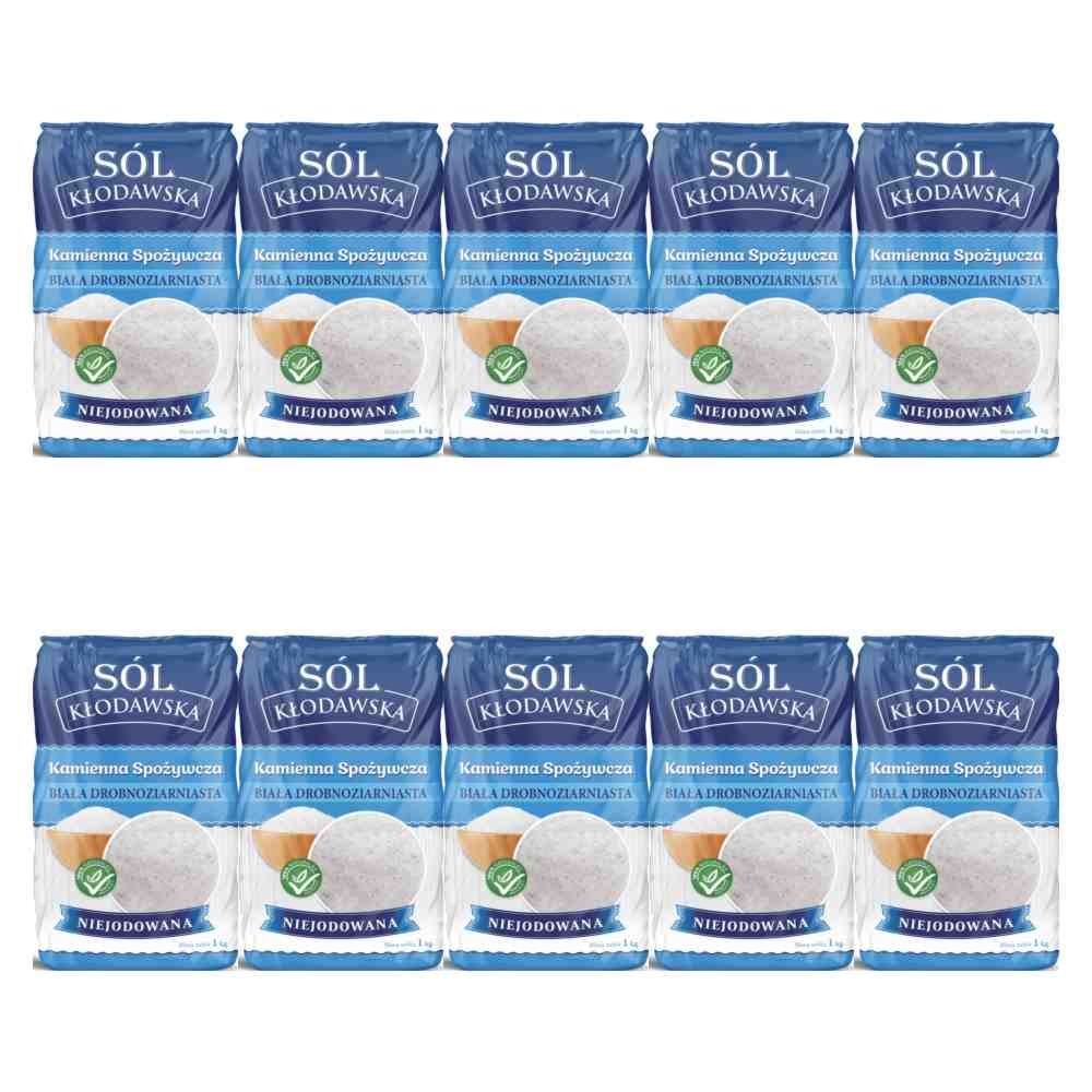 10 x Sól Kłodawska Kamienna Biała Drobnoziarnista Niejodowana 1 kg - Kopalnia Soli Kłodawa