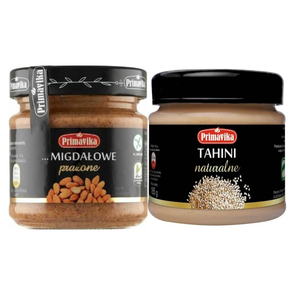 Pasta z Migdałów Prażonych 185 g Primavika + Tahini Naturalne 185 g - Primavika