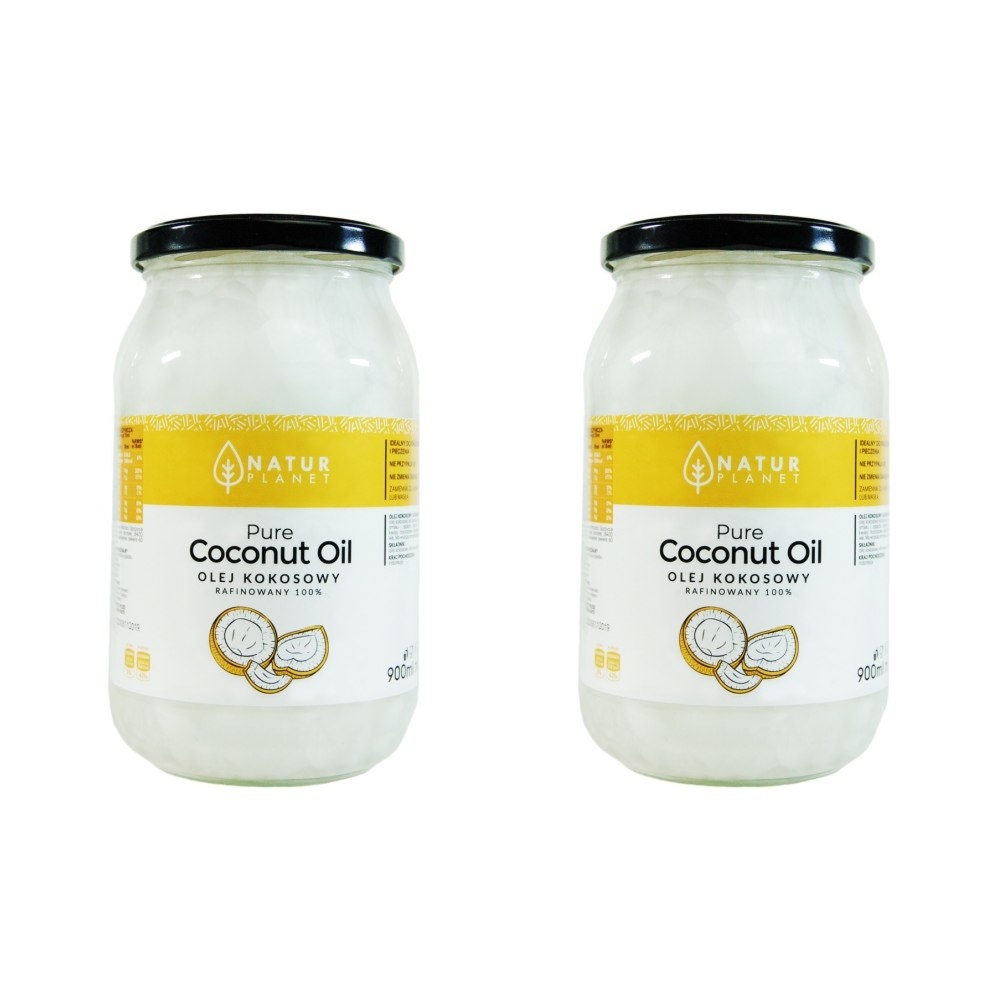 Zestaw 2 x Olej Kokosowy Bezzapachowy Rafinowany 900 ml  -  Natur Planet